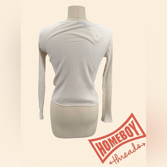 Topshop White Asymmetrical Long Sleeve Blouse Size S - Picture 2 of 4